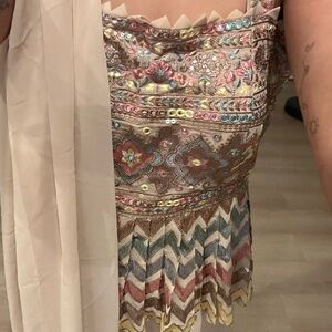 Embroidered Multicolor Dress with Cream Overlay